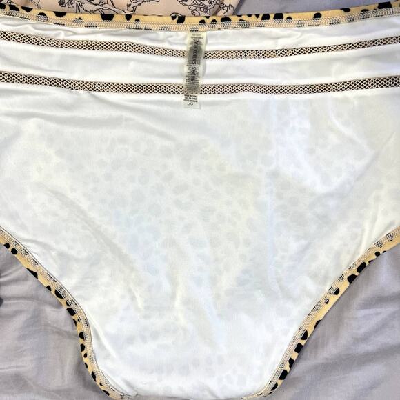Victoria's Secret Leopard Print Mesh Inset High Waist Bikini Bottom Size Large - Picture 11 of 11
